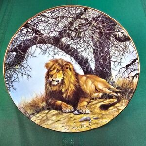 VTG African Shade Big Cats of the World Plate Douglas‎ A Manning Lion Decor 1990